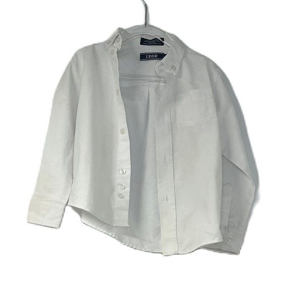 Izod boys white button down sz 4 shirt preppy long sleeve fancy party holiday - Picture 2 of 5
